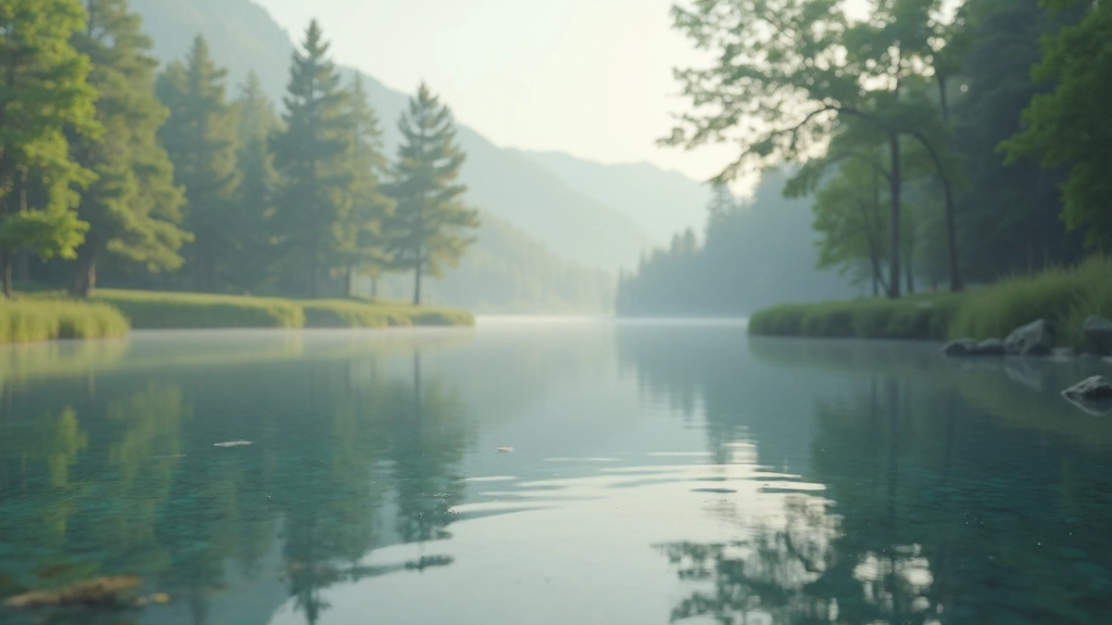 Спокойное озеро с отражением деревьев, символизирующее мир и ясность ума